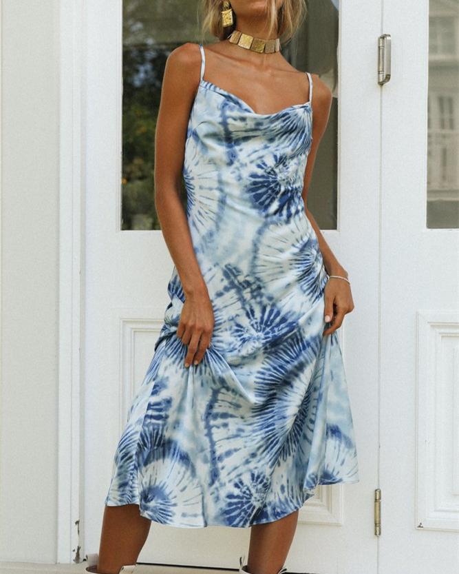 Seaside Tie-dye Strap Dress - Blue ss-dresses oh!My Lady 