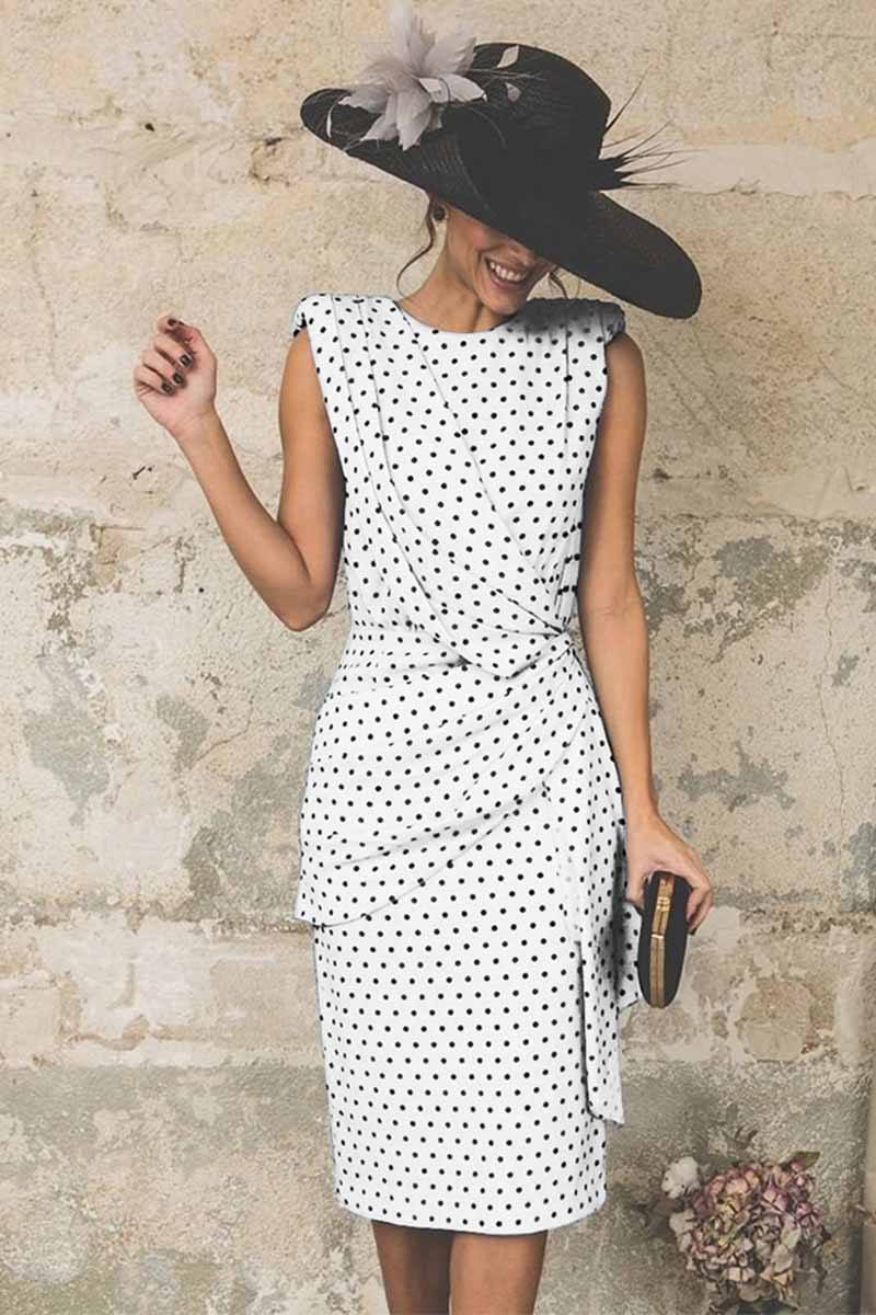 Sexy Polka Dot Pack Hip Sleeveless Midi Dress ohmylady/Dresses OML S White 