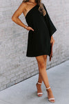 Side To Side One Shoulder Statement Dress - Black ss-VCC - x oh!My Lady 