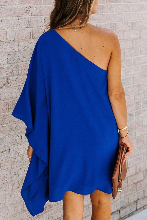 Side To Side One Shoulder Statement Dress - Blue ss-VCC - x oh!My Lady 