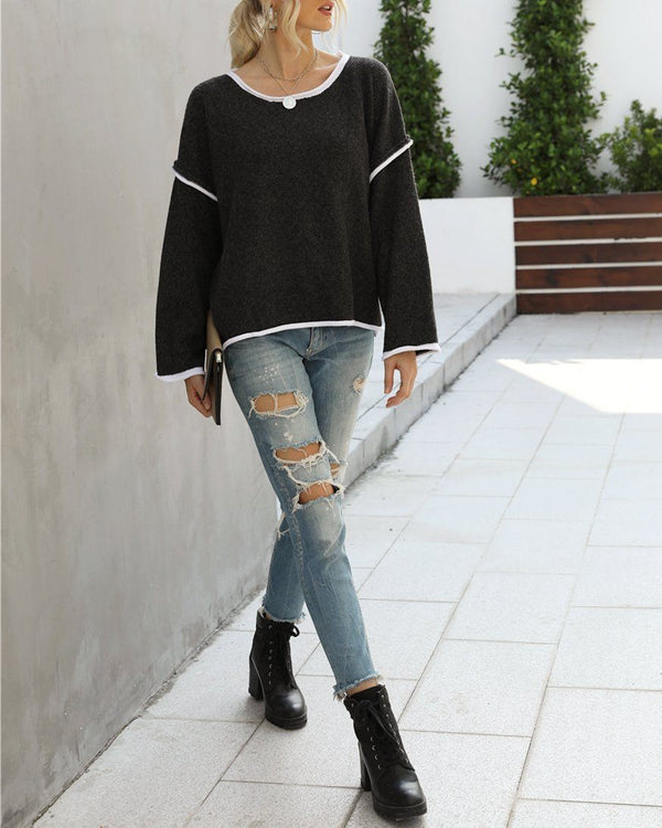 Signature Oversize Knit Sweater Top - Black Sweaters oh!My Lady 