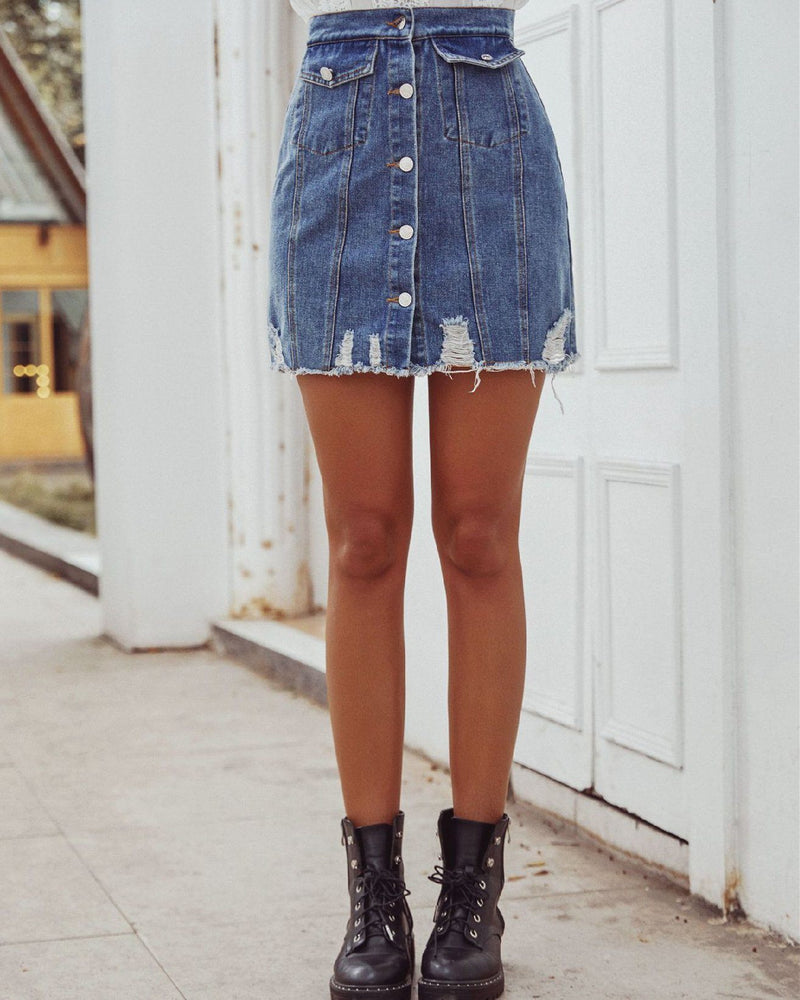 Single Breasted Denim Skirt oh!My Lady 