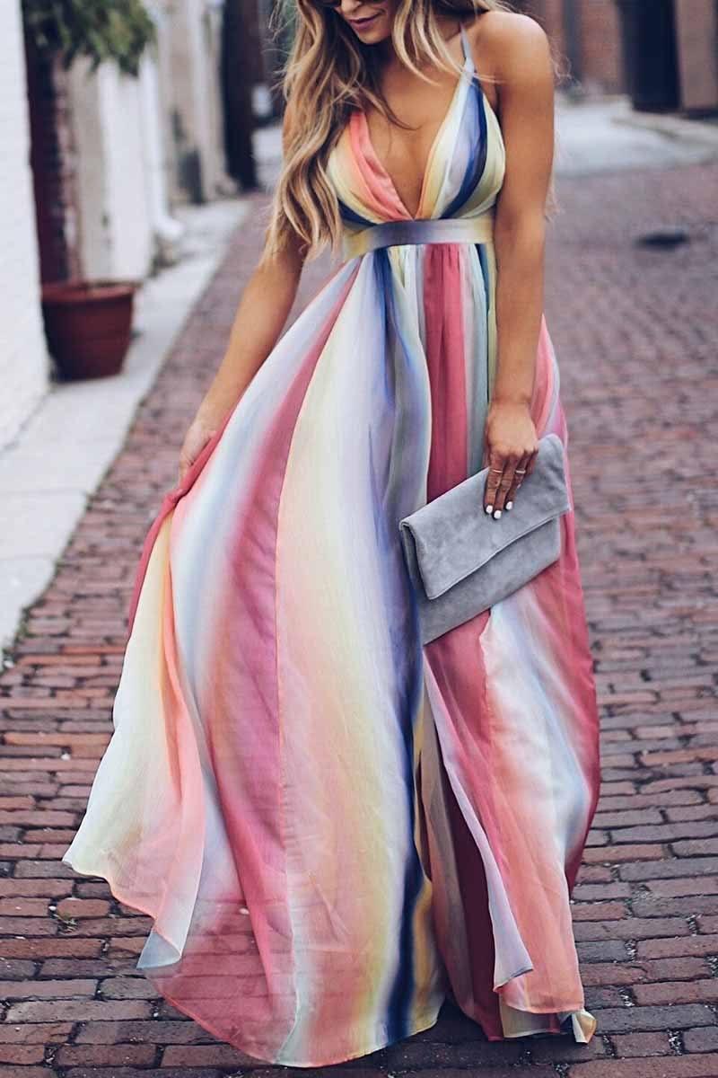 Sling Bohemian Print Maxi Dress ohmylady/Dresses - x OML S Pink 