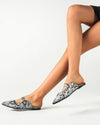 Snakeskin Pattern Flat Pointed Mule Sandals oh!My Lady 