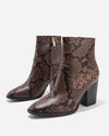 Snakeskin Pattern Pointed Boots - Brown oh!My Lady 