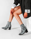 Snakeskin Pattern Pointed Boots - Grey oh!My Lady 