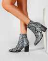 Snakeskin Pattern Pointed Boots - Grey oh!My Lady 