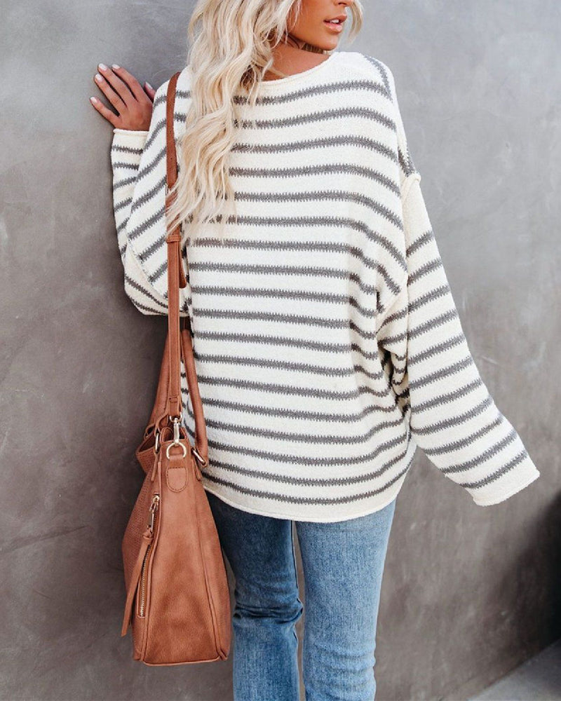 Snuggle Season Striped Knitted Sweater Sweaters oh!My Lady 