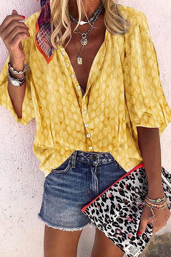 Solid Color Button Loose Shirt ohmylady/Tops OML Yellow S 