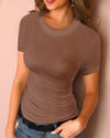 Solid Color O-Neck Basic Knitted Top oh!My Lady 