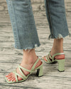 Square Heel Strappy Sandals - Green Sandals oh!My Lady 