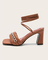 Square Toe Chain Strap Sandals - Brown Sandals oh!My Lady 