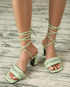 Square Toe Chain Strap Sandals - Green Sandals oh!My Lady 