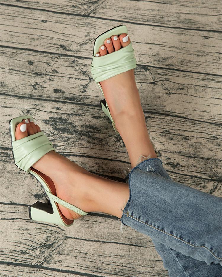 Square Toe Strap Back Sandals - Green Sandals oh!My Lady 