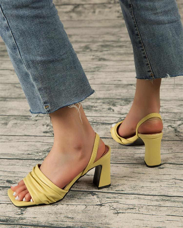 Square Toe Strap Back Sandals - Yellow Sandals oh!My Lady 