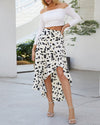 Statement-Maker Floral Print Wrap Midi Skirt - White ShellyBeauty 