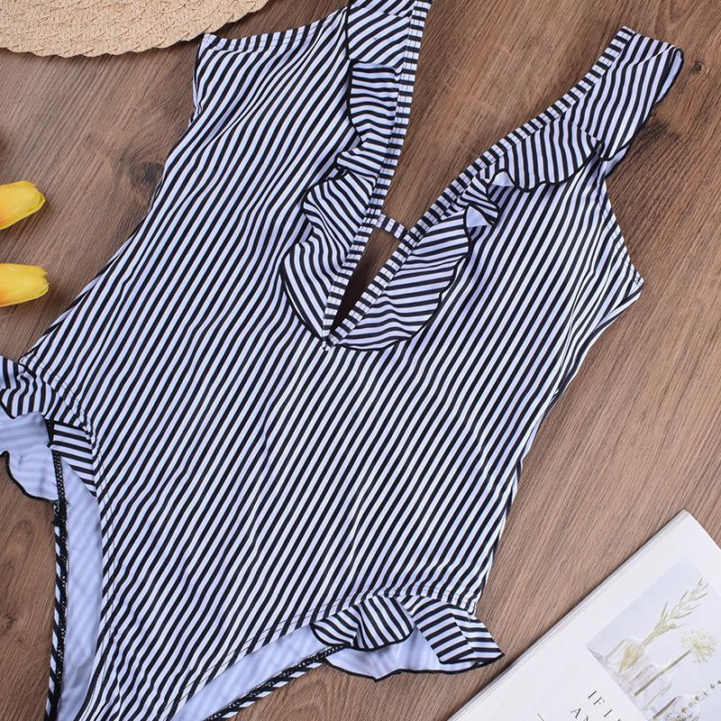 Stripe One-Piece Swimwear Florcoo/Swimwears OML 