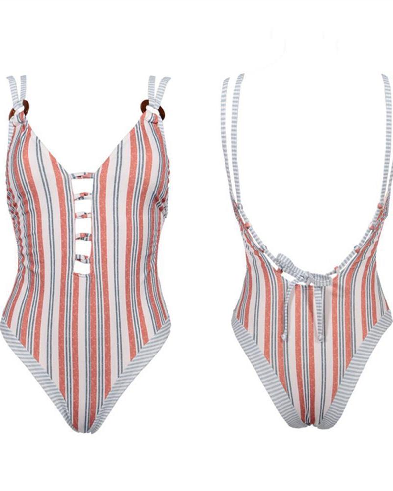 Striped Camisole Triangle Bikini Swimwear oh!My Lady 