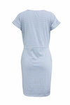 Striped Knot Design Grey Midi Dress Florcoo/Dresses OML 