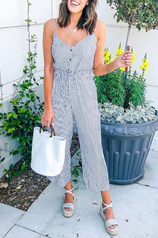 Striped Printed One-piece Jumpsuit ohmylady/Set OML 