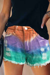 Summer Tie-Dye Color Denim Shorts ohmylady/Shorts OML 