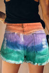 Summer Tie-Dye Color Denim Shorts ohmylady/Shorts OML 