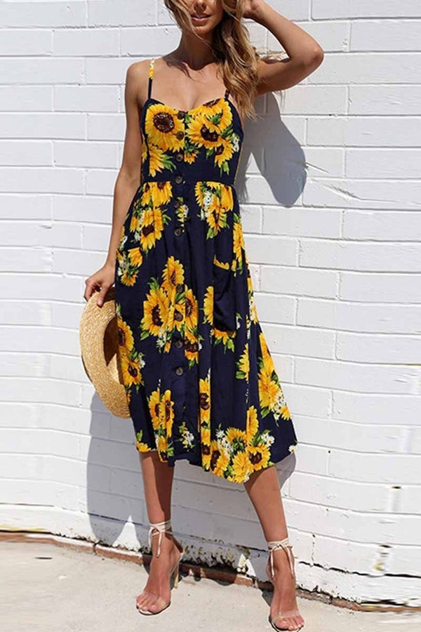 Sunflower Print Camisole Dress ohmylady/Dresses OML 