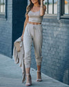 Sweet Release Ribbed Crop Knit Tank Joggers Suit - Grey VCC oh!My Lady 
