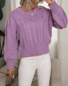 Sweetly Loved Lavender Knit Balloon Sleeve Cropped Sweater - Purple ShellyBeauty 
