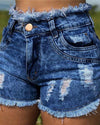 Tassel Hole Short Jeans Skirts oh!My Lady S Dark Blue 