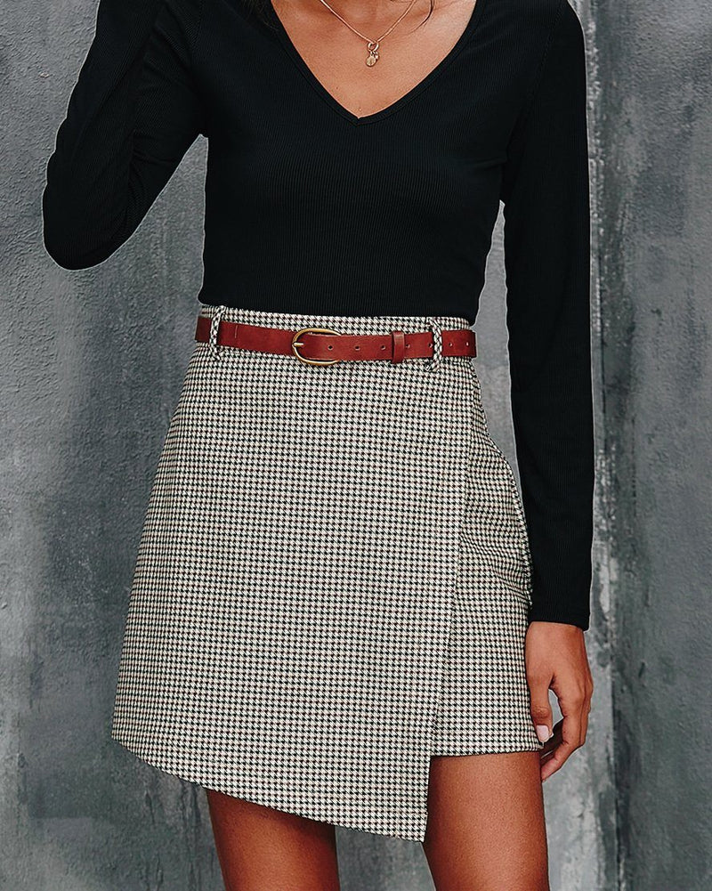 Tell You Quietly Houndstooth Irregular Skirt oh!My Lady 