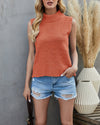 This Time Around Sleeveless Knitted Crop Tank Top - Orange ShellyBeauty 