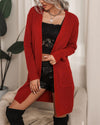 Through the Seasons Ribbed Knit Cardigan Sweater - Red ShellyBeauty 