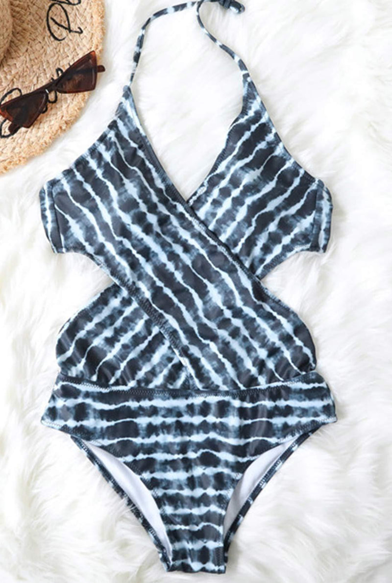 Tie-dye Dark Blue One-piece Swimsuit ohmylady/Swimwear OML 