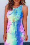 Tie-dye Printed Multicolor Maxi Dress ohmylady/Dresses OML 