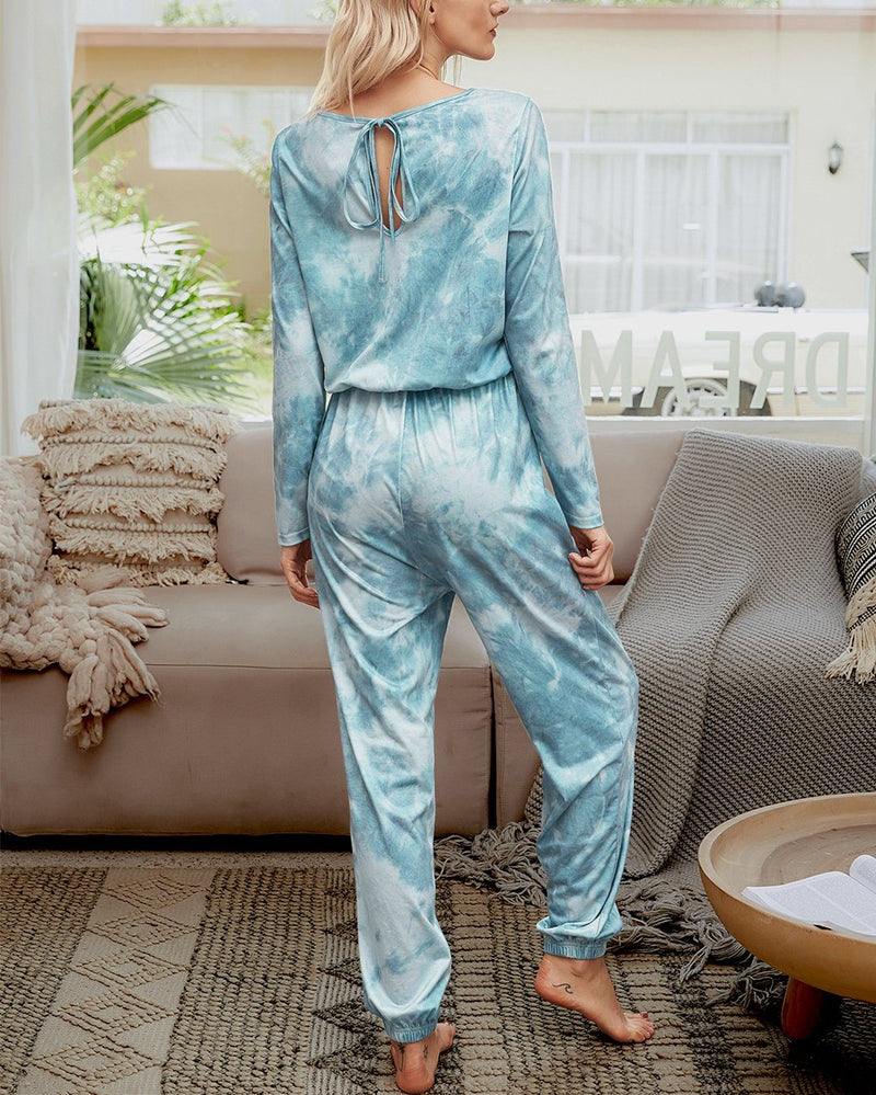 Tie-Dyed Cozy Jumpsuit - Sunny Blue oh!My Lady 