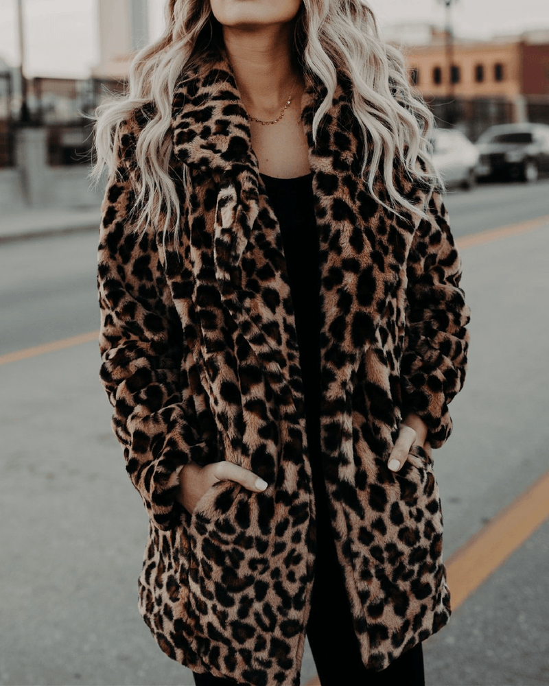 Twilight Leopard Print Faux Fur Fur Coat oh!My Lady 