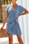V Neck Bandage Mini Dress ohmylady/Dresses OML Blue S 