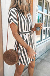 V-neck Button Striped Dress ( 2 Color) ohmylady/Dresses OML 