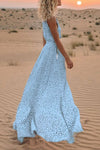 V Neck Dot Printed Floor Length Dress(3 Colors) ohmylady/Dresses OML S Baby Blue 