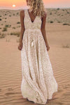 V Neck Dot Printed Floor Length Dress(3 Colors) ohmylady/Dresses OML S Beige 