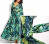 V-Neck Leaf Print Maxi Dress ohmylady/Dresses OML 