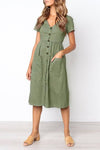 V-neck Pocket Dress ohmylady/Dresses OML S Green 