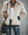 Vanity Faux Fur Leather Trim Pocketed Jacket oh!My Lady 