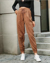 Waffle Knit Tie Front Corduroy Pants pants oh!My Lady 