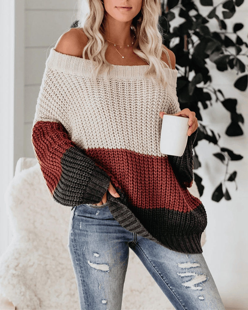 Warm You Up Colorblock Knit Sweater oh!My Lady 