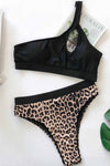 Women's One Shoulder Leopard Print Bikini ohmylady/Swimwear OML 